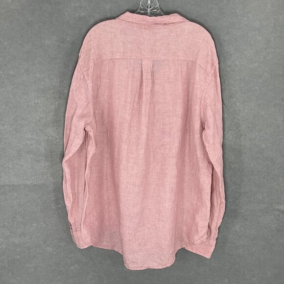 Joseph Abboud Shirt Men Sz 2XL Pink Button Down‎ 100% Linen Pockets Coastal - Picture 2 of 13